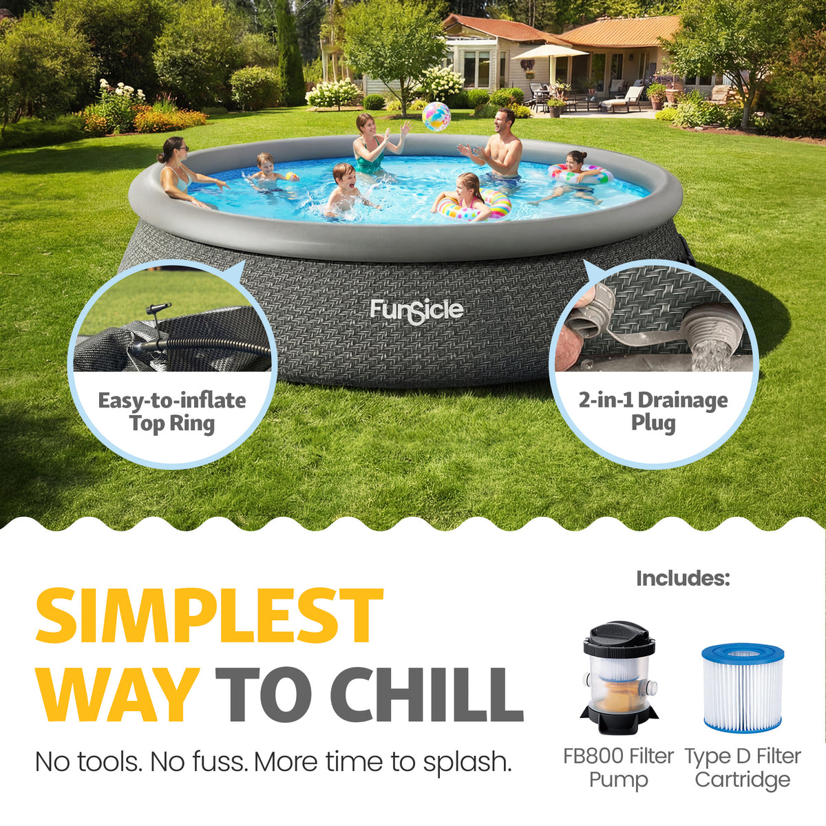 Funsicle 15' x 36" Inflatable Ring Top Above Ground Pool w/Pump (Open Box) - VMInnovations