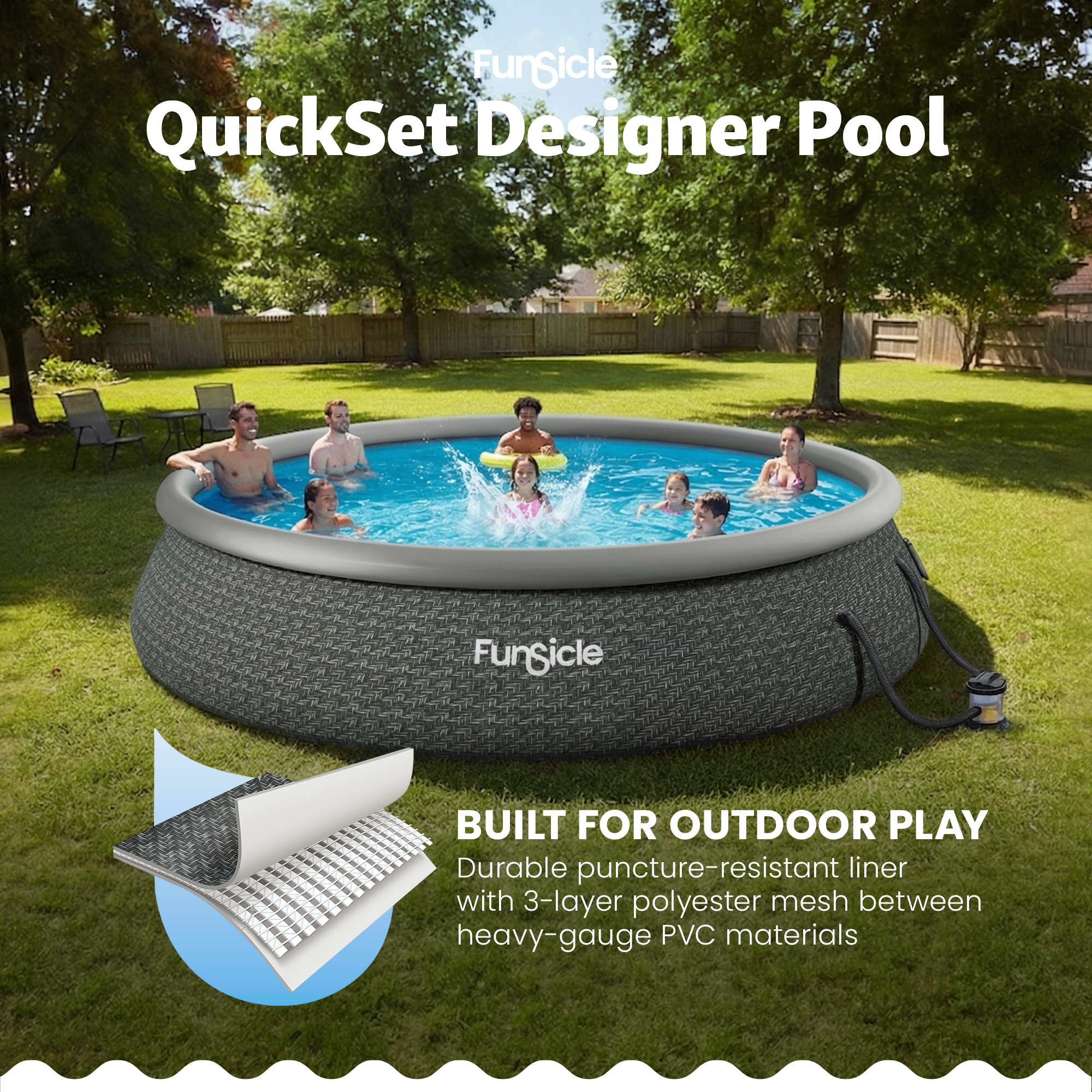 Funsicle 15' x 36" Inflatable Ring Top Above Ground Pool w/Pump (Open Box) - VMInnovations
