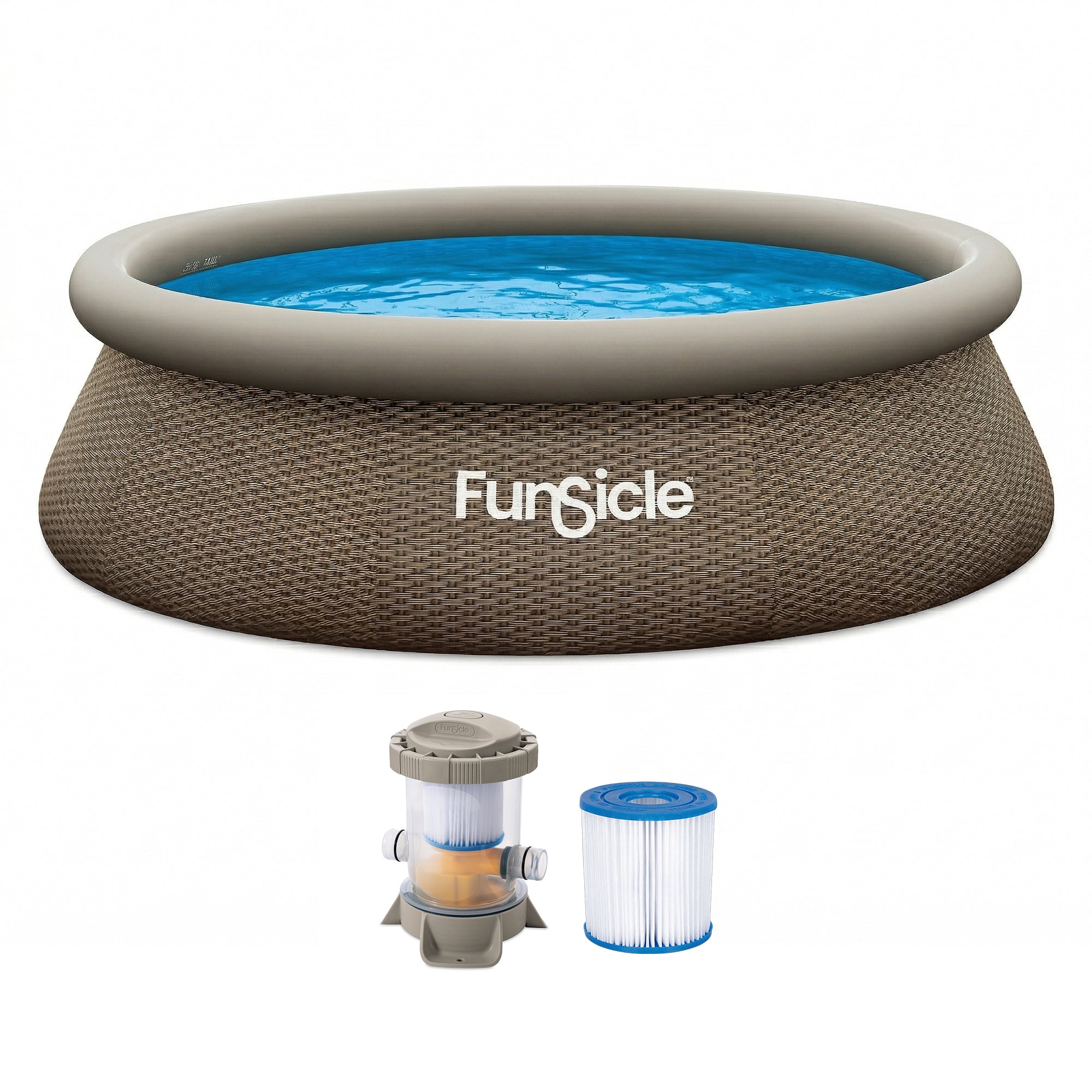 Funsicle 10' x 30" QuickSet Ring Above Ground Swimming Pool, Basketweave (Used)