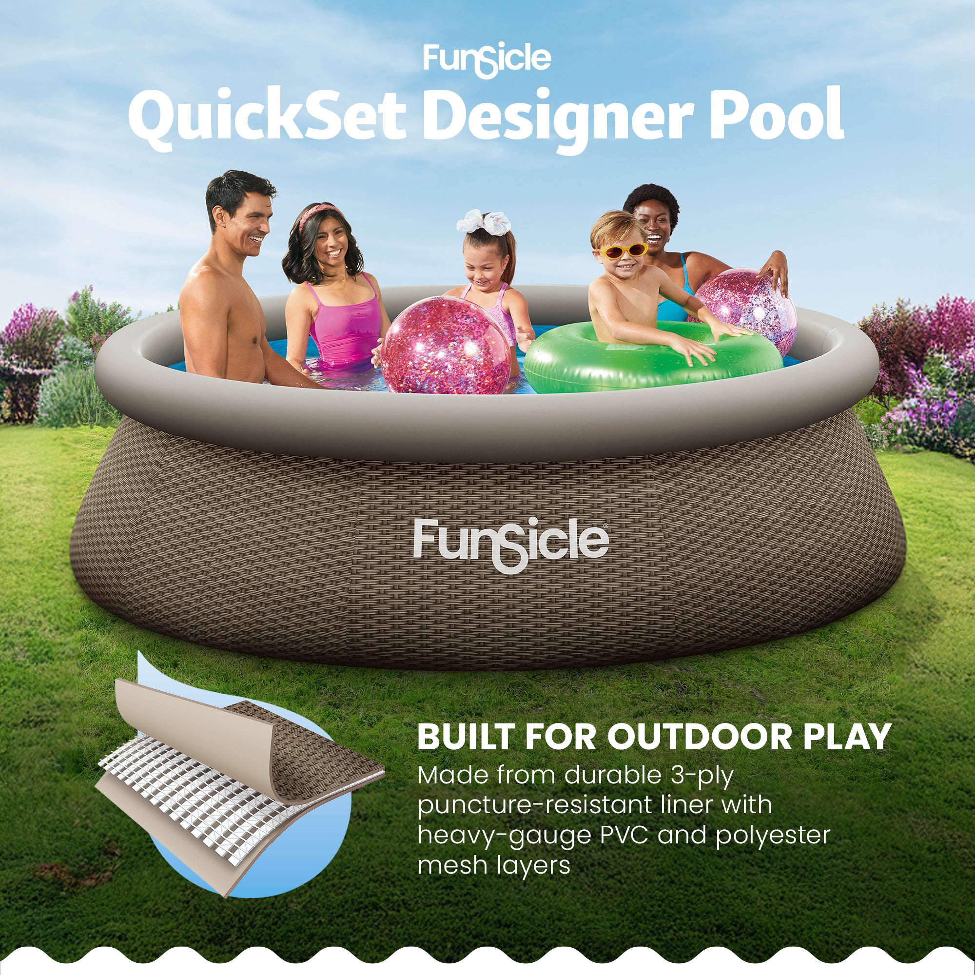 Funsicle 10' x 30" QuickSet Ring Above Ground Swimming Pool, Basketweave (Used)