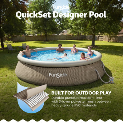 Funsicle 12' x 36" QuickSet Ring Top Above Ground Swimming Pool, Basketweave