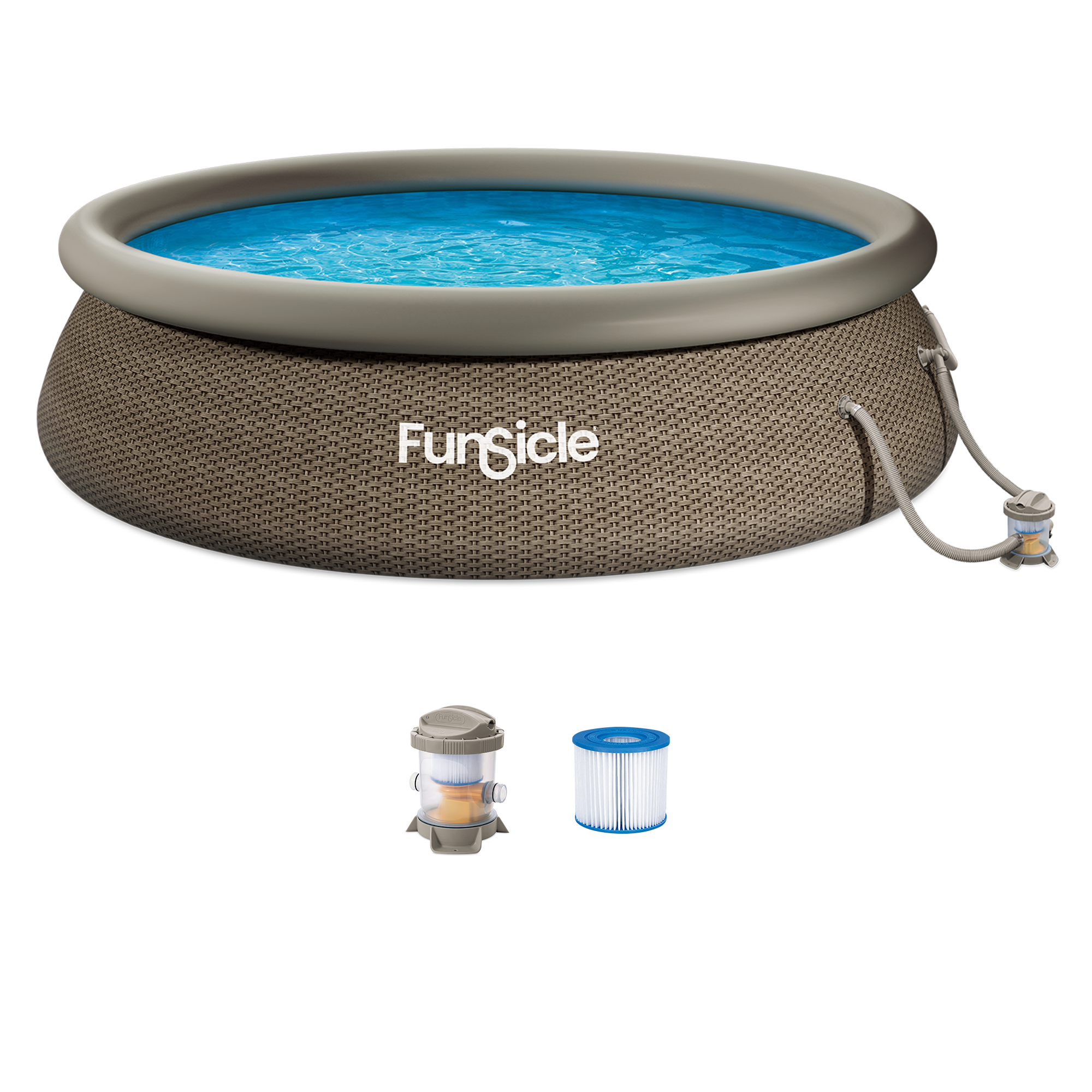 Funsicle 12' x 36" QuickSet Ring Top Above Ground Swimming Pool, Basketweave (For Parts)