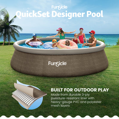 Funsicle 14' x 36" QuickSet Inflatable Ring Top Outdoor Above Ground Pool w/Pump