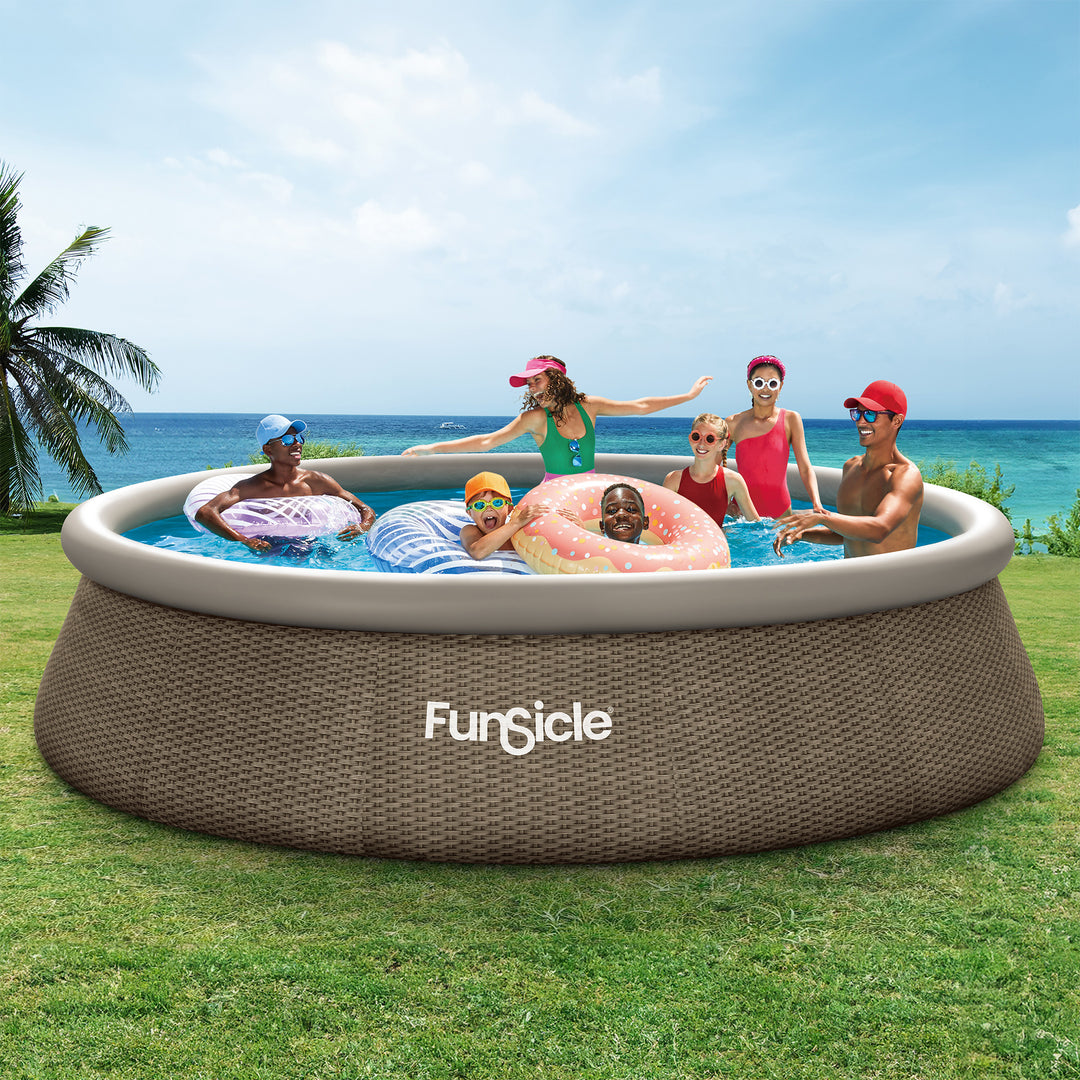 Funsicle 14' x 36" QuickSet Inflatable Ring Top Outdoor Above Ground Pool w/Pump - VMInnovations