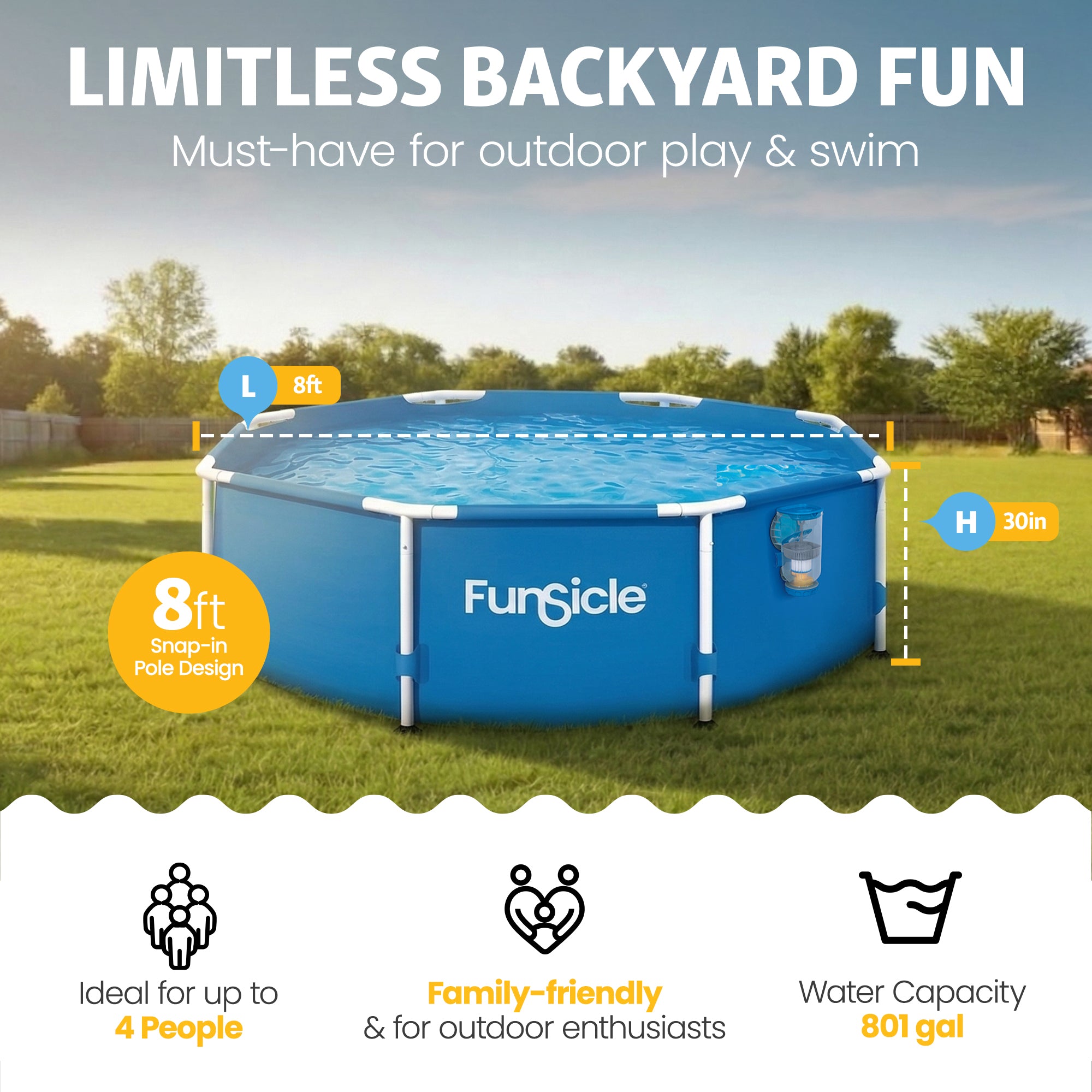 Funsicle Outdoor Activity Round Frame Above Ground Swimming Pool Set (Used) - VMInnovations