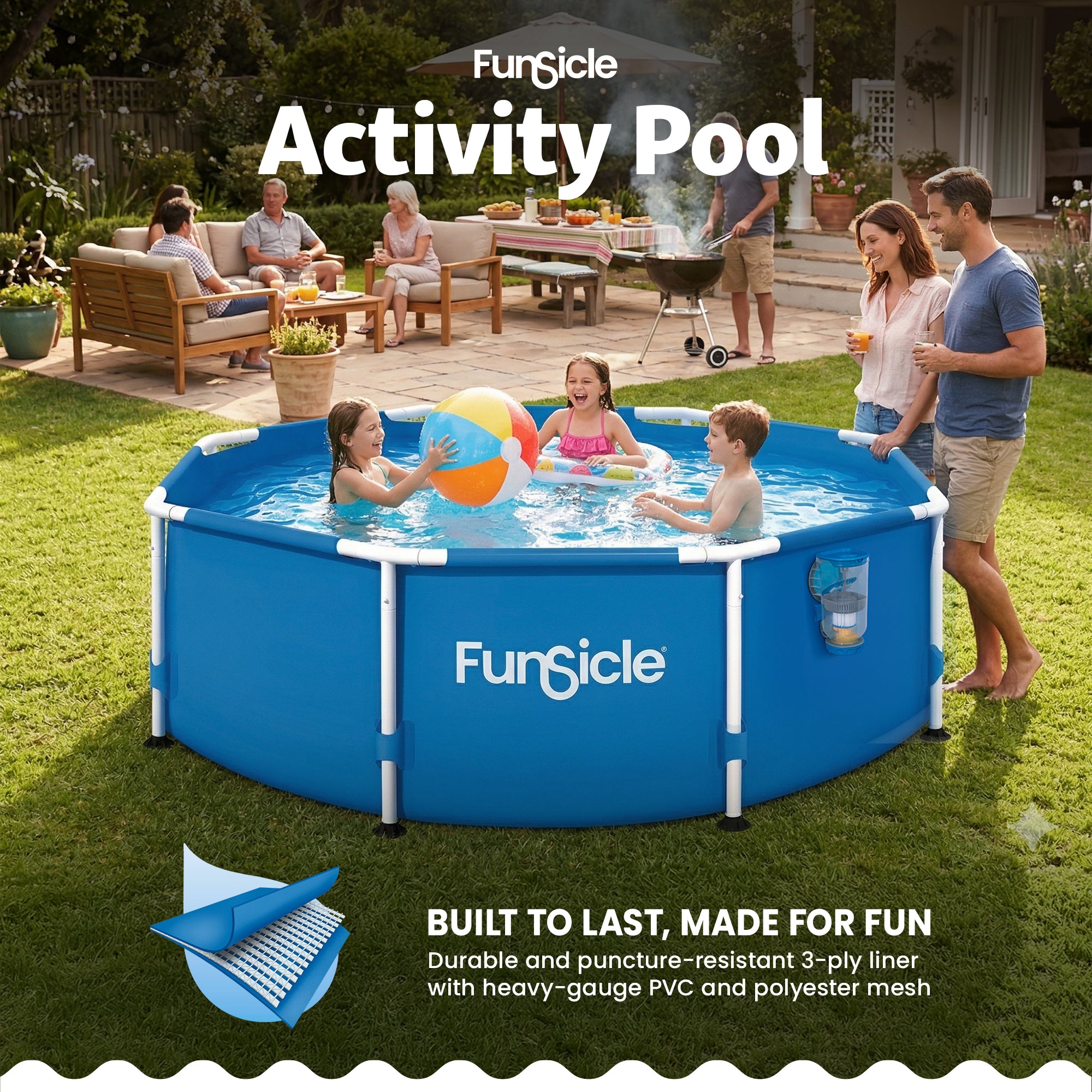 Funsicle 8' x 30" Outdoor Activity Round Frame Swimming Pool Set (Open Box)