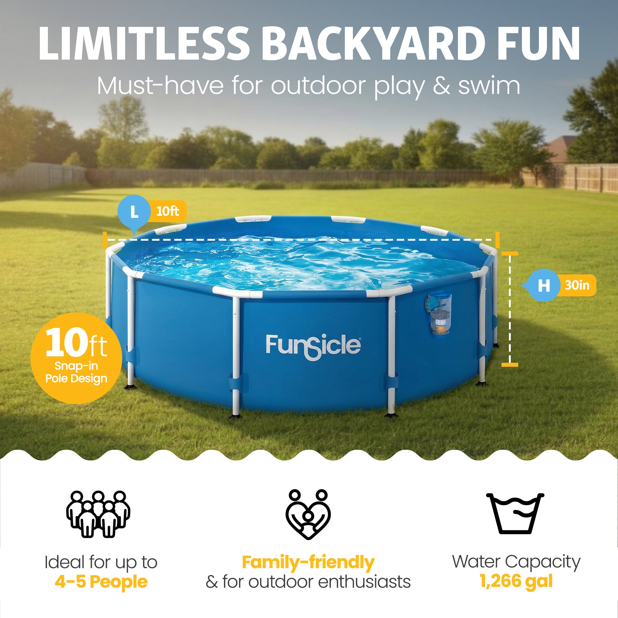 Funsicle 10' x 30" Outdoor Activity Round Frame Above Ground Pool (Open Box)