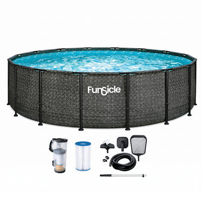 Funsicle Oasis Designer Round Above Ground Pool, Dark Herringbone (For Parts)