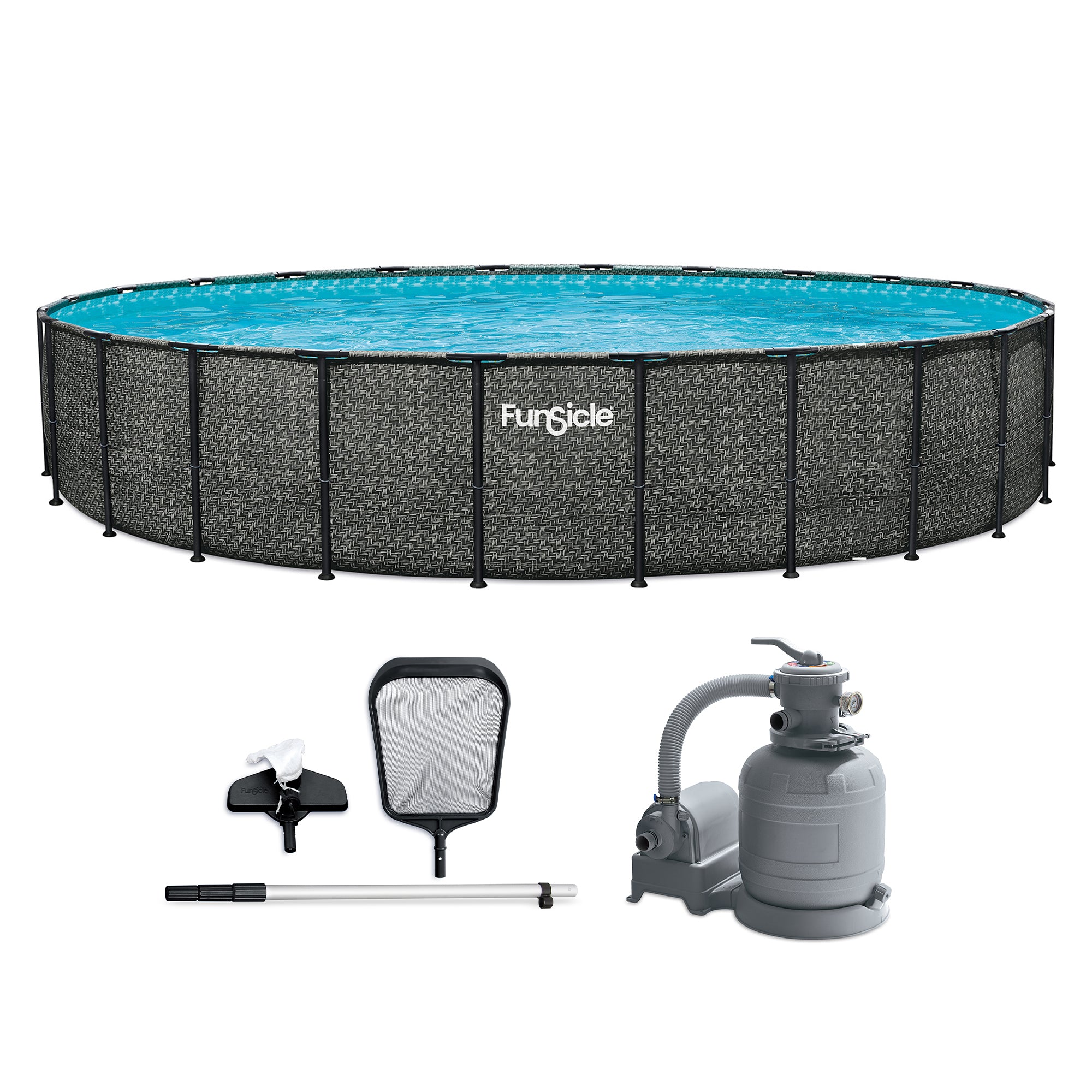 Funsicle 24' x 52" Oasis Designer Round Above Ground Pool, (For Parts) - VMInnovations