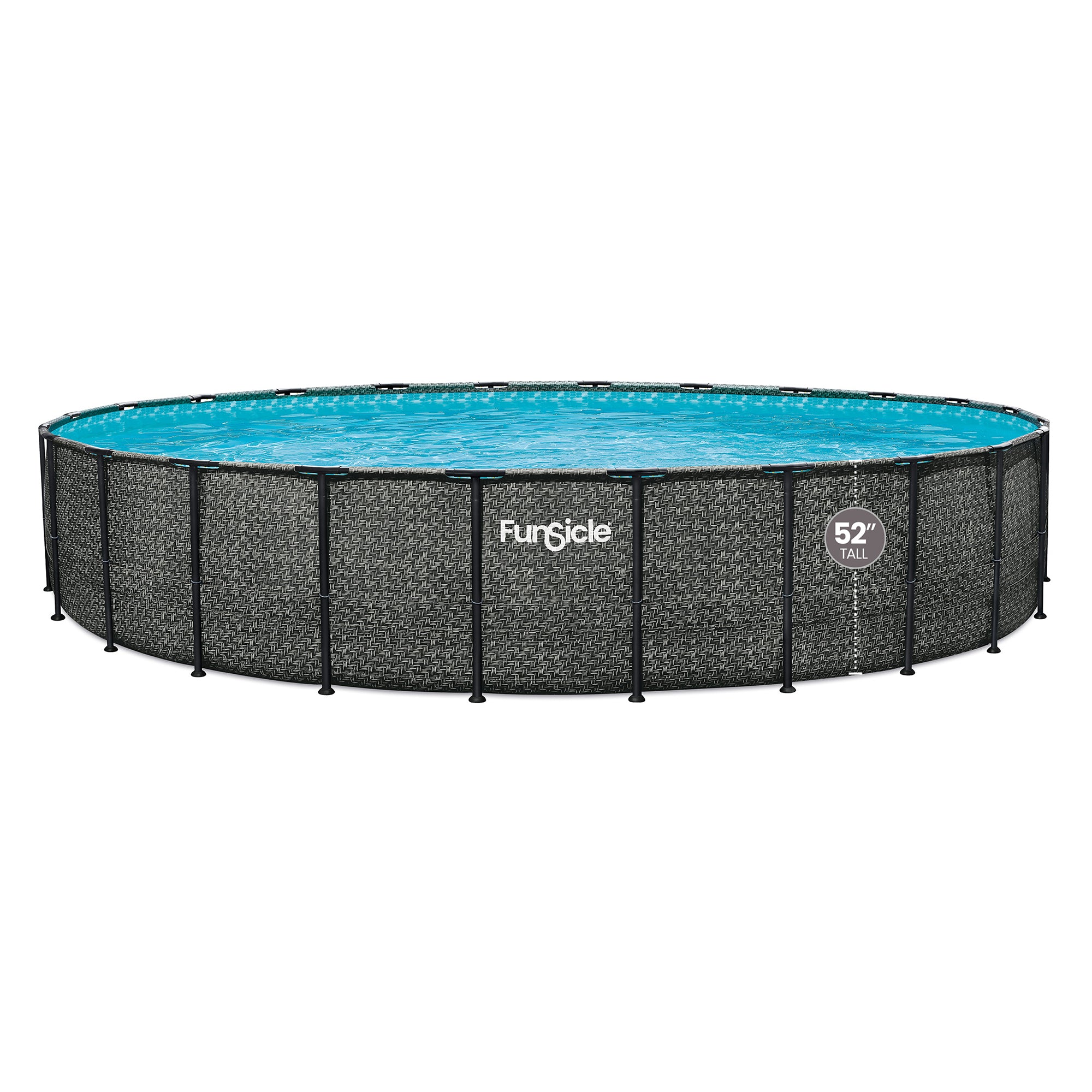 Funsicle 24' x 52" Oasis Designer Round Above Ground Pool, Dark Herringbone