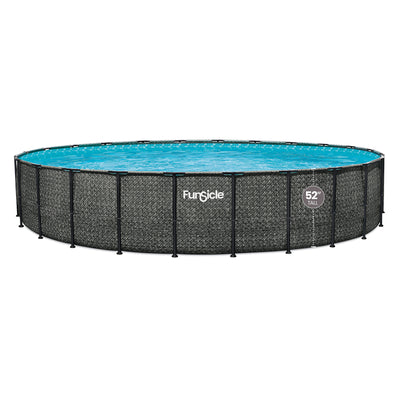 Funsicle 24' x 52" Oasis Designer Round Above Ground Pool, Dark Herringbone