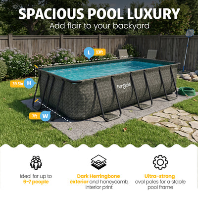 Funsicle 13' x 7' x 39"  Rectangle Above Ground Swimming Pool, Gray (Open Box)
