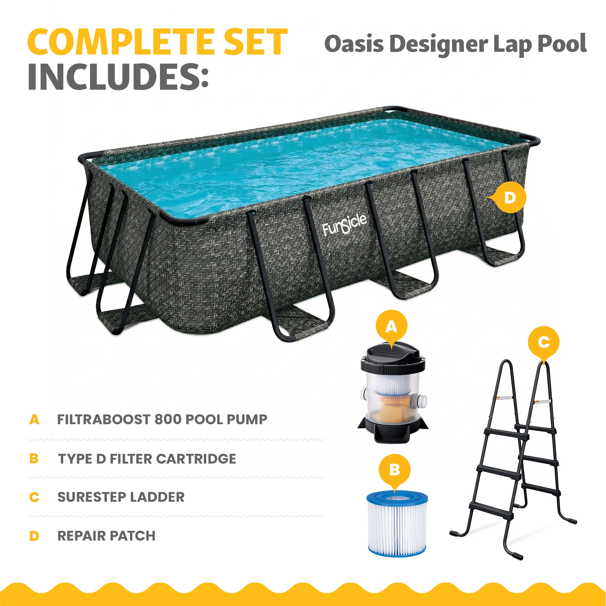 Funsicle 13 Ft Oasis Designer Lap Above Ground Pool w/ Pump, (Open Box) - VMInnovations