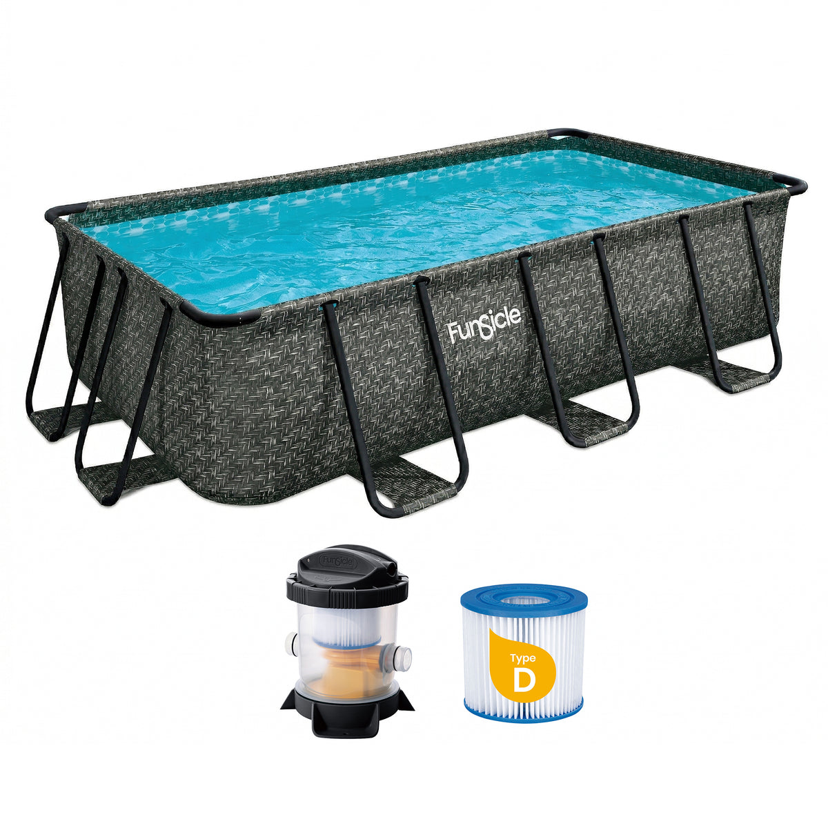 Funsicle 13 Ft Oasis Designer Lap Above Ground Pool w/ Pump, (Open Box)