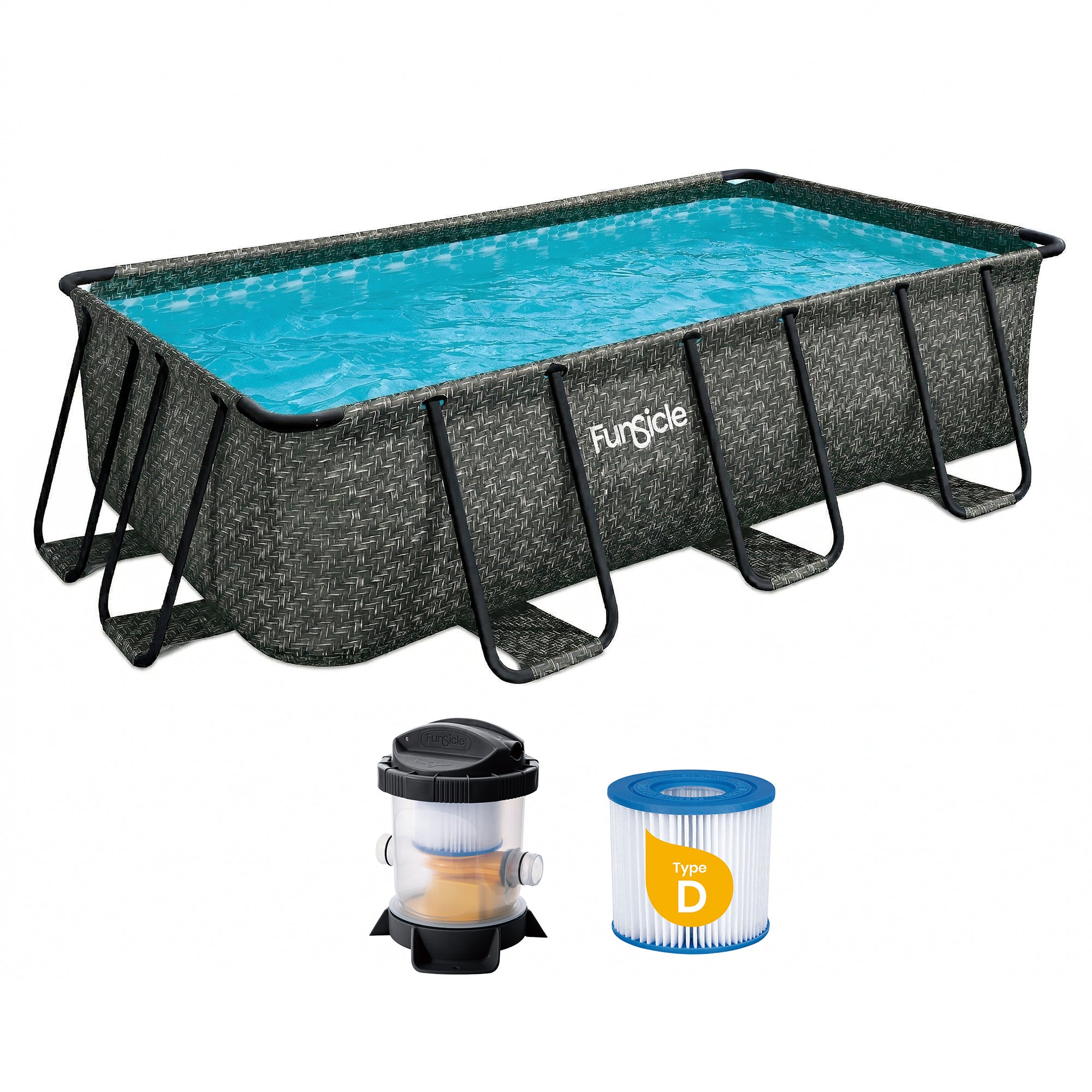 Funsicle 13' x 7' x 39"  Rectangle Above Ground Swimming Pool, Gray (Open Box)