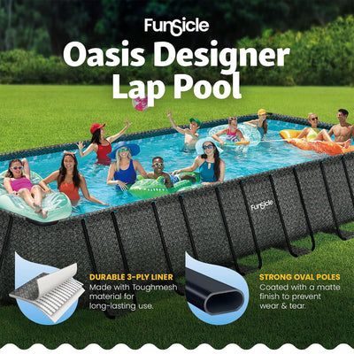 Funsicle 24 Ft Oasis Designer Lap Above Ground Pool w/ Pump, Dark (For Parts)