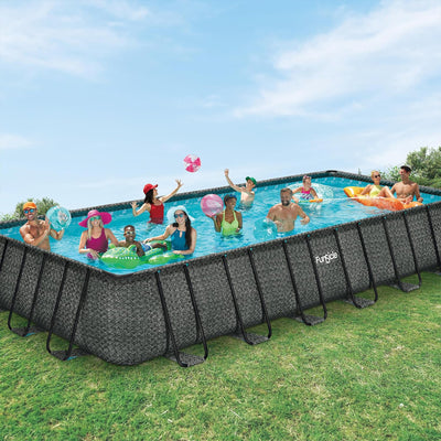 Funsicle 24 Ft Oasis Designer Lap Above Ground Pool w/ Pump, Dark (For Parts)