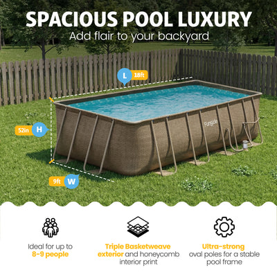 Funsicle 18 Ft Oasis Designer Lap Above Ground Pool w/ Pump, Triple Basketweave - VMInnovations