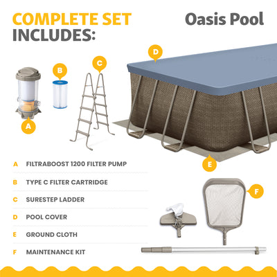 Funsicle 18 Ft Oasis Designer Lap Above Ground Pool w/ Pump, Triple Basketweave - VMInnovations