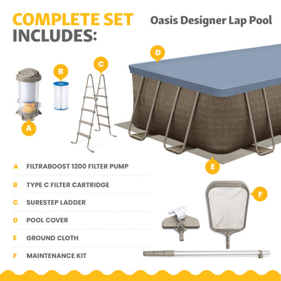 Funsicle 18 Ft Oasis Designer Lap Above Ground Pool w/ Pump, Triple Basketweave - VMInnovations