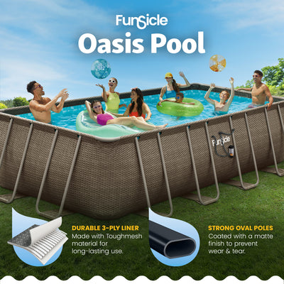 Funsicle 18 Ft Oasis Designer Lap Above Ground Pool w/ Pump, Triple Basketweave - VMInnovations