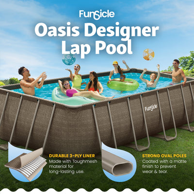 Funsicle 18 Ft Oasis Designer Lap Above Ground Pool w/ Pump, Triple Basketweave - VMInnovations