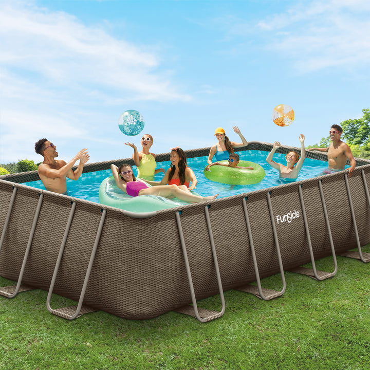 Funsicle 18 Ft Oasis Designer Lap Above Ground Pool w/ Pump, Triple Basketweave - VMInnovations