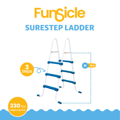 Funsicle 36 In SureStep 3 Stair Outdoor Above-Ground Swimming Pool Ladder (Used)