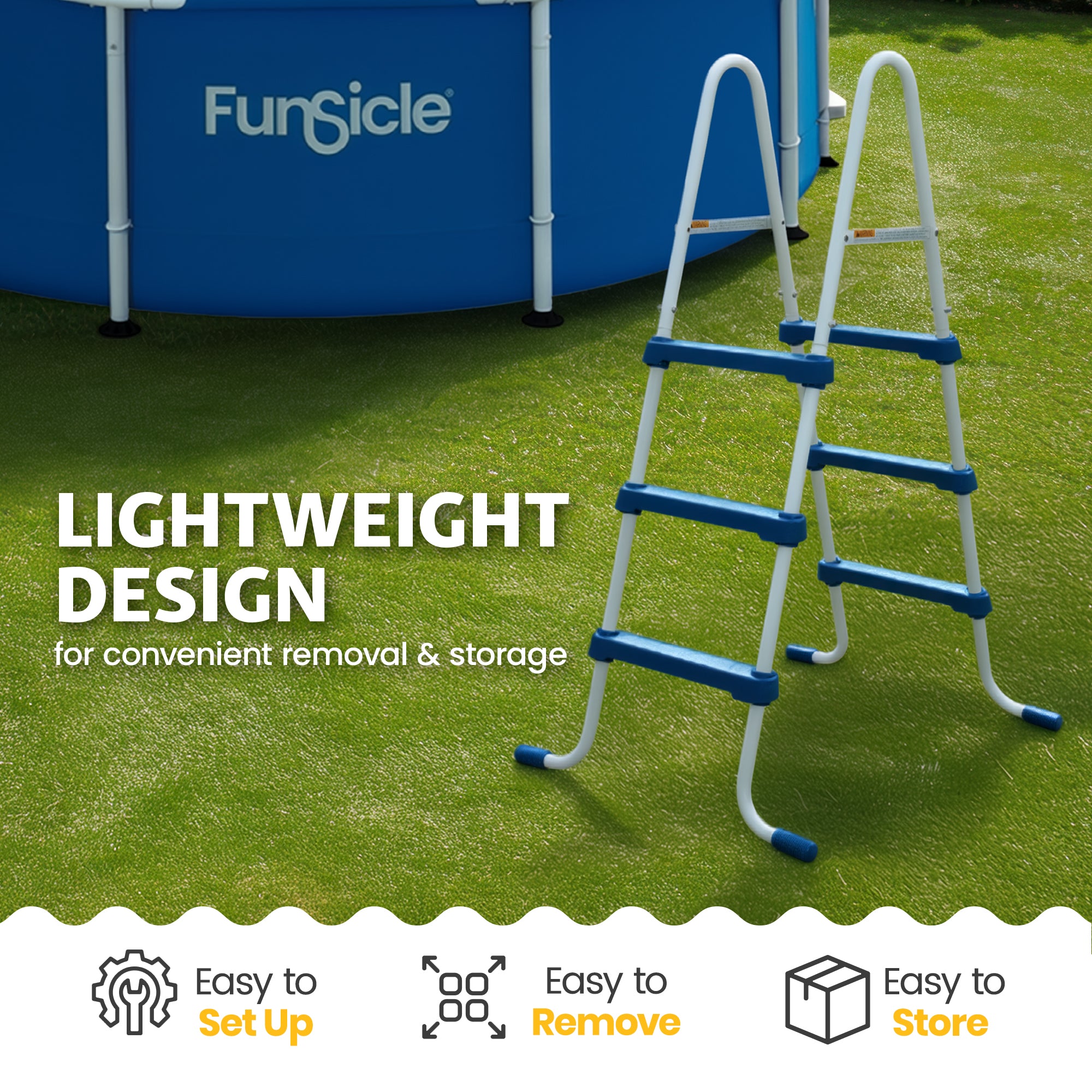 Funsicle 36 Inch SureStep 3 Stair Outdoor Above-Ground Pool Ladder (Open Box)
