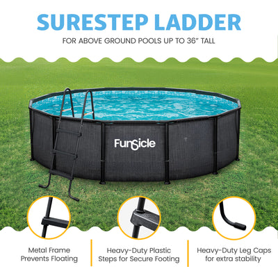 Funsicle 36" SureStep 3Stair Outdoor Above-Ground Swimming Pool Ladder(Open Box)