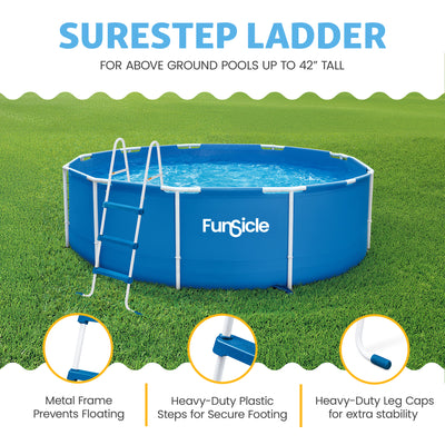 Funsicle 42 In SureStep 3 Stair Outdoor Above-Ground Swimming Pool Ladder (Used) - VMInnovations