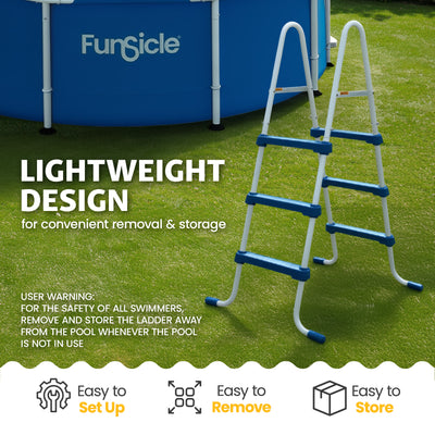Funsicle 42 In SureStep 3 Stair Outdoor Above-Ground Swimming Pool Ladder (Used)