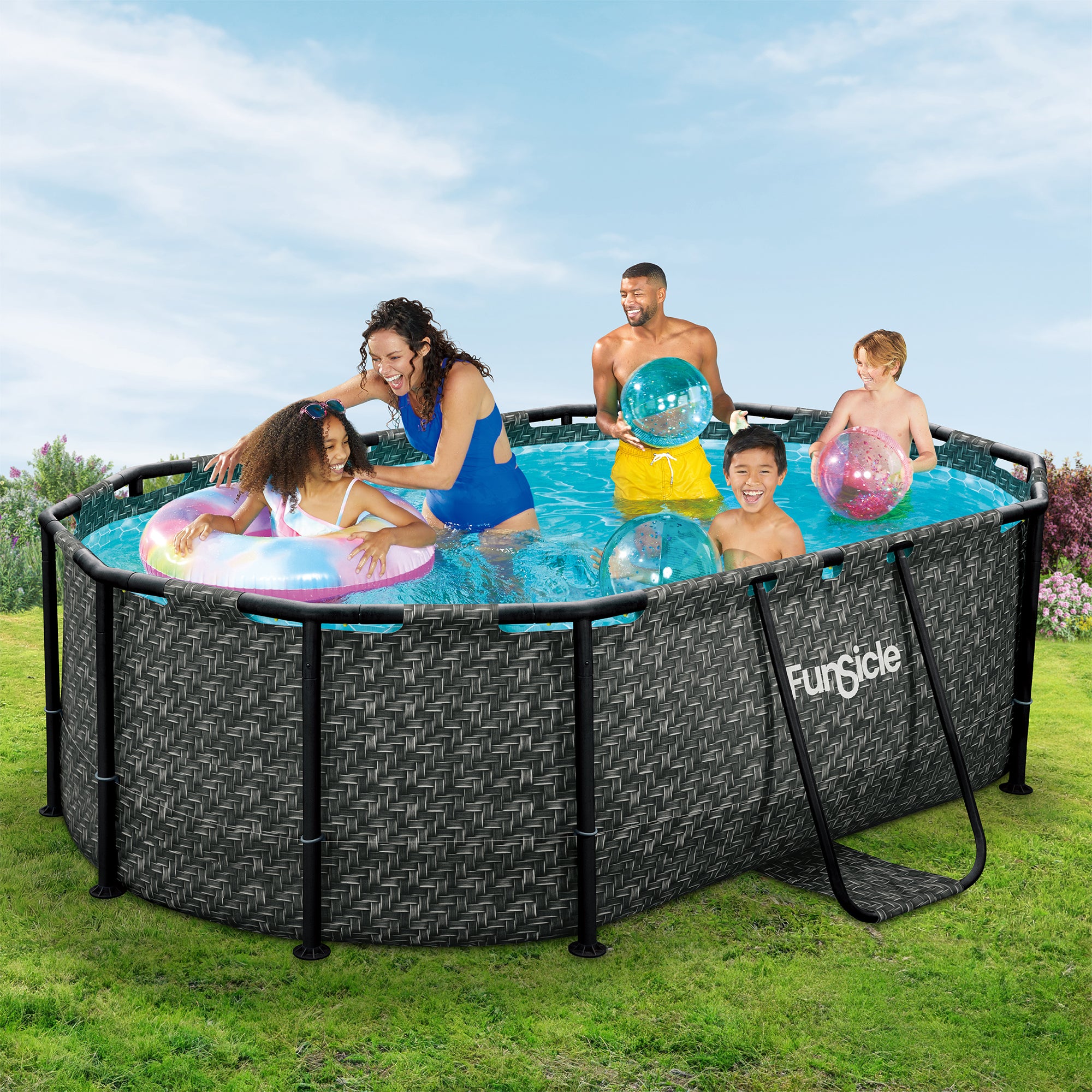 Funsicle 9'10" Oasis Designer Oval Above Ground Pool w/ Pump (Open Box) - VMInnovations