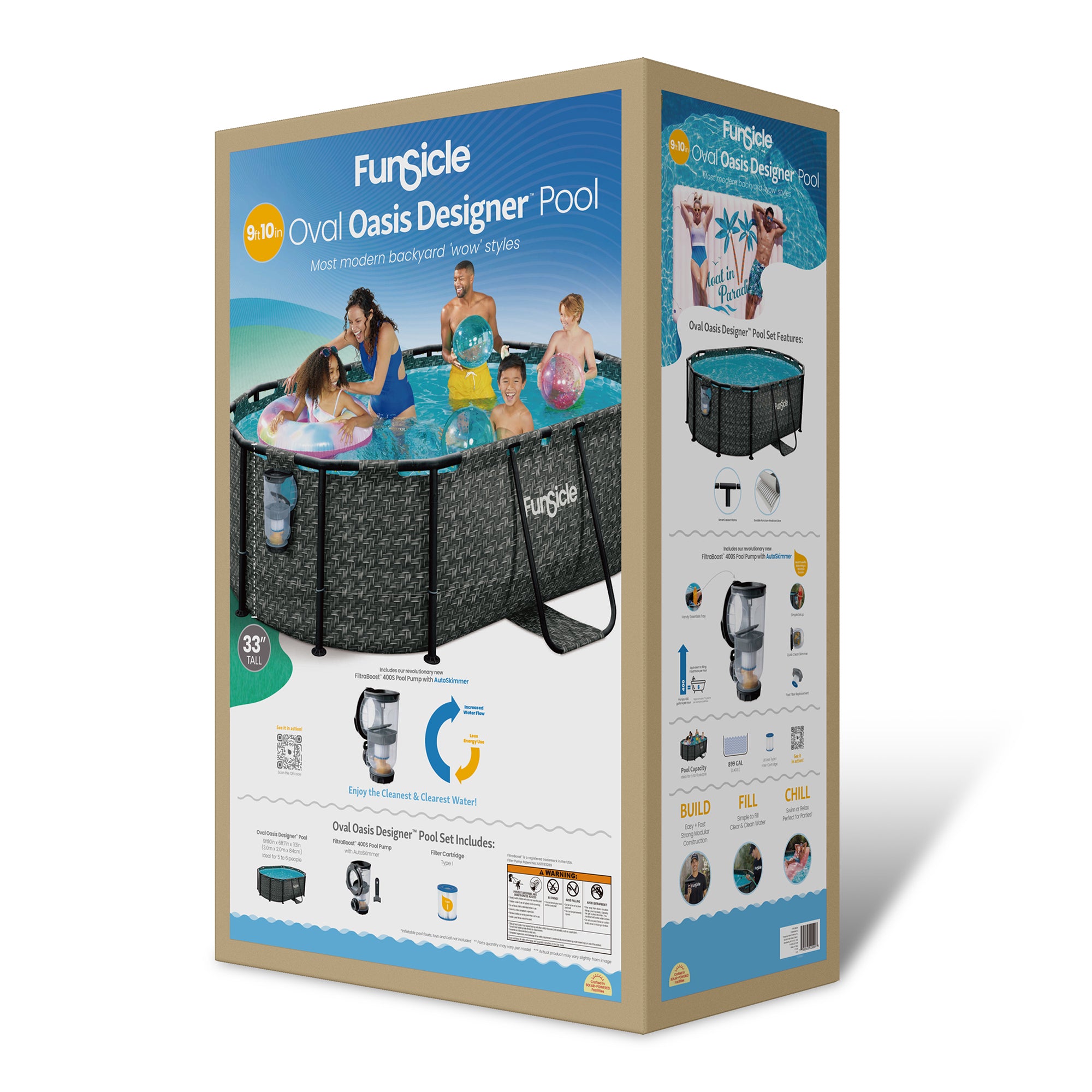Funsicle 9'10" Oasis Designer Oval Above Ground Pool w/ Pump (Open Box) - VMInnovations
