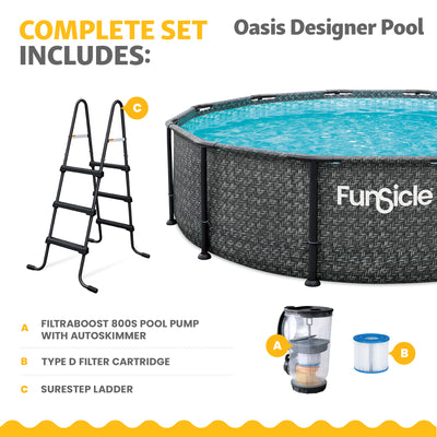 Funsicle 12' x 36" Oasis Designer Above Ground Pool, Dark Herringbone (Open Box) - VMInnovations