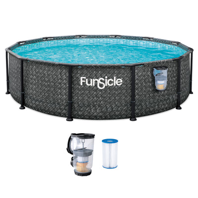 Funsicle 12' x 36" Oasis Designer Above Ground Pool, Dark Herringbone (Open Box) - VMInnovations