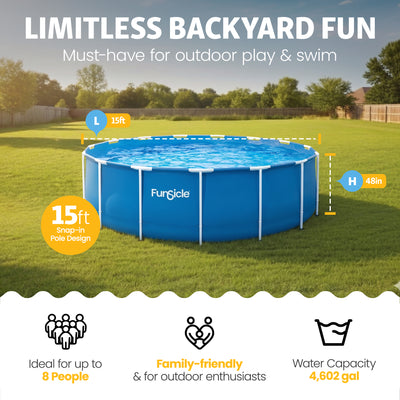Funsicle 15' x 48" Outdoor Activity Round Frame Swimming Pool Set (Open Box)