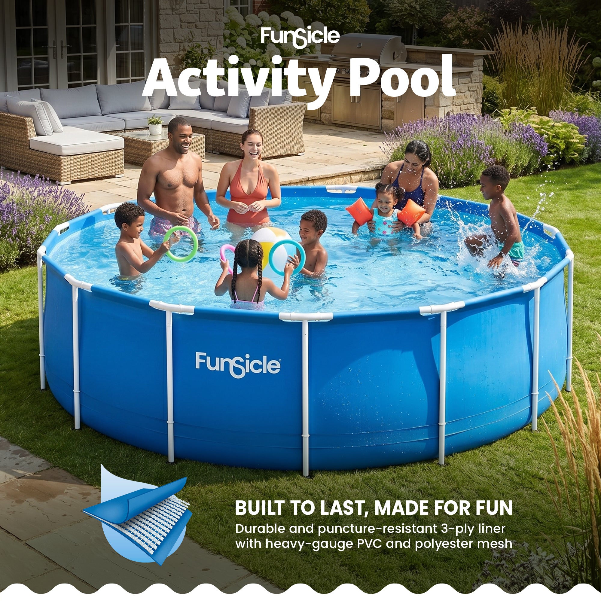Funsicle 15' x 48" Outdoor Activity Round Frame Swimming Pool Set (Used)