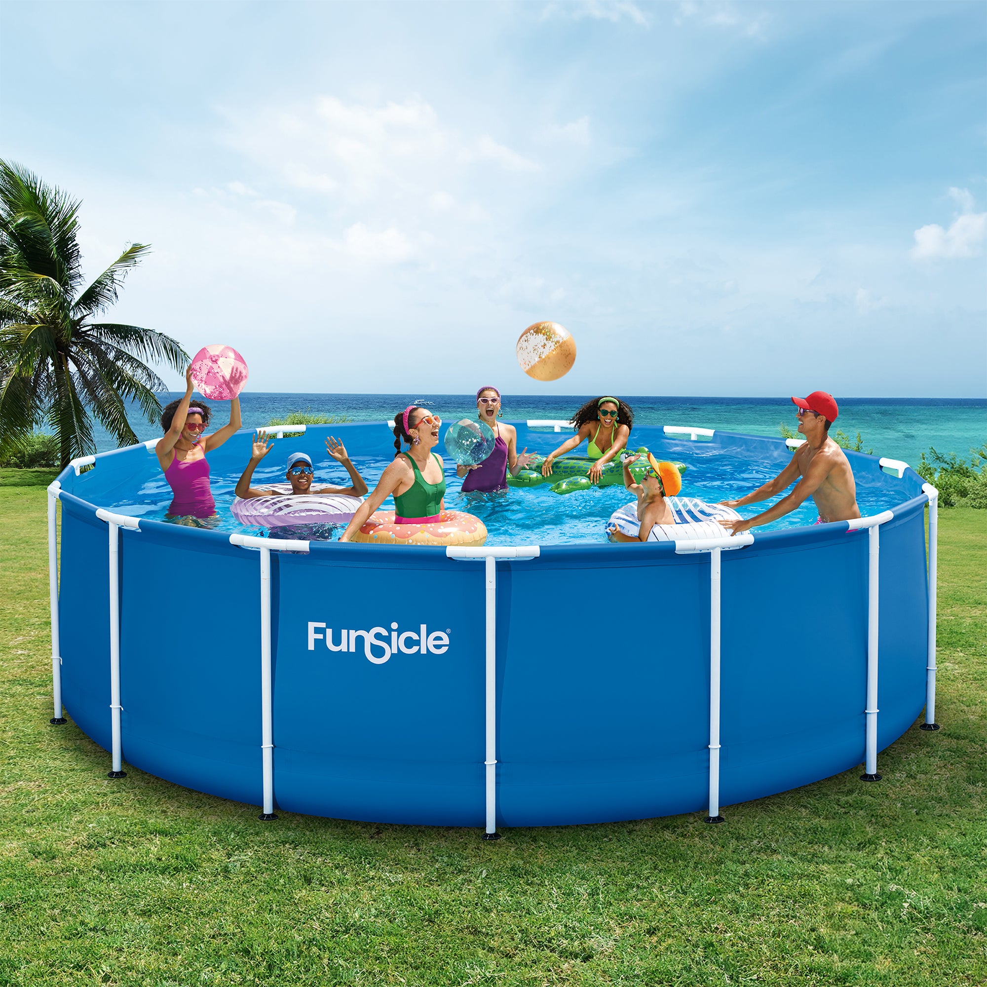 Funsicle 15' x 48" Outdoor Activity Round Frame Swimming Pool Set (Open Box)