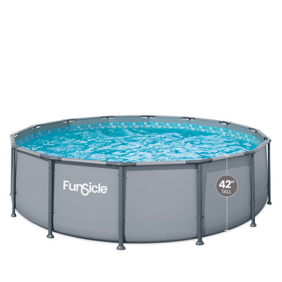 Funsicle 14' x 42" Oasis Round Above Ground Swimming Pool Set, Gray (Open Box)
