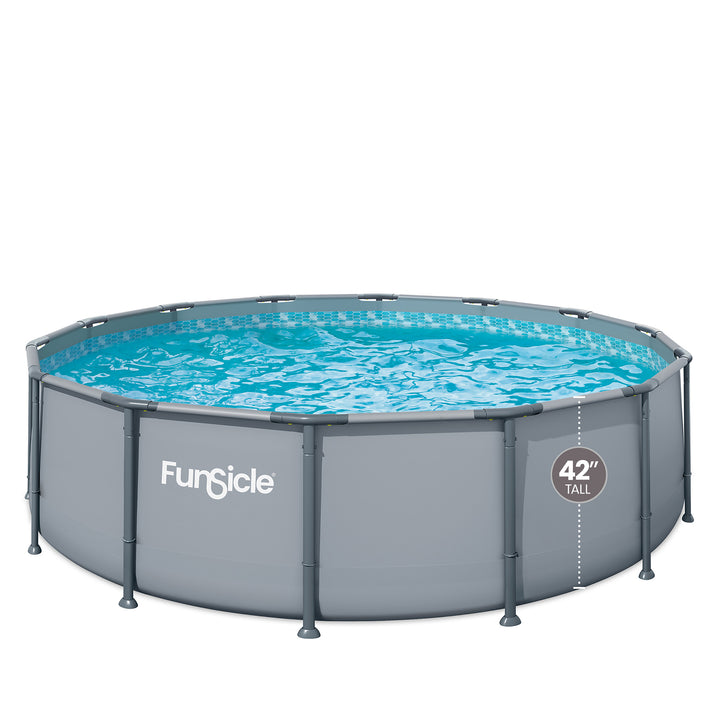 Funsicle 14' x 42" Oasis Round Above Ground Swimming Pool Set, Cool Gray - VMInnovations