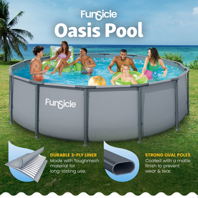Funsicle 14' x 42" Oasis Round Above Ground Swimming Pool Set, Gray (Open Box)
