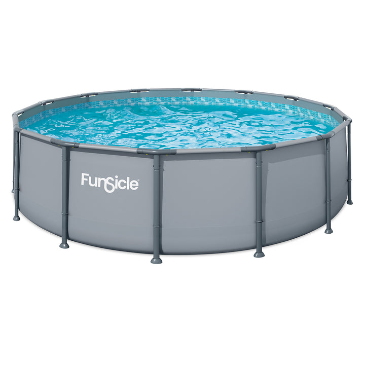 Funsicle 14' x 42" Oasis Round Above Ground Swimming Pool Set, Cool Gray - VMInnovations