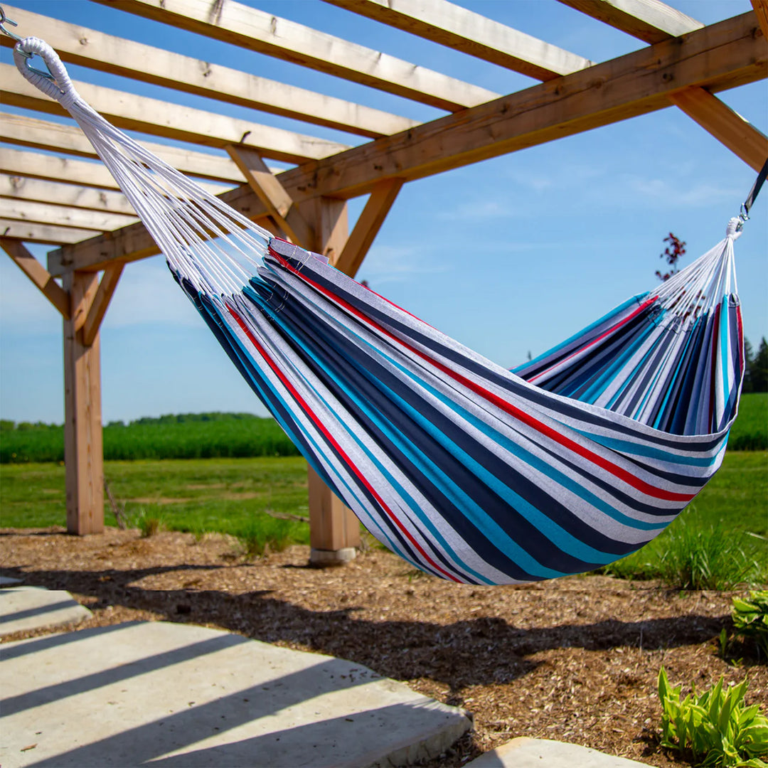 Vivere Brazilian Style Double Cotton Hammock, Outdoor Hanging Daybed, Denim