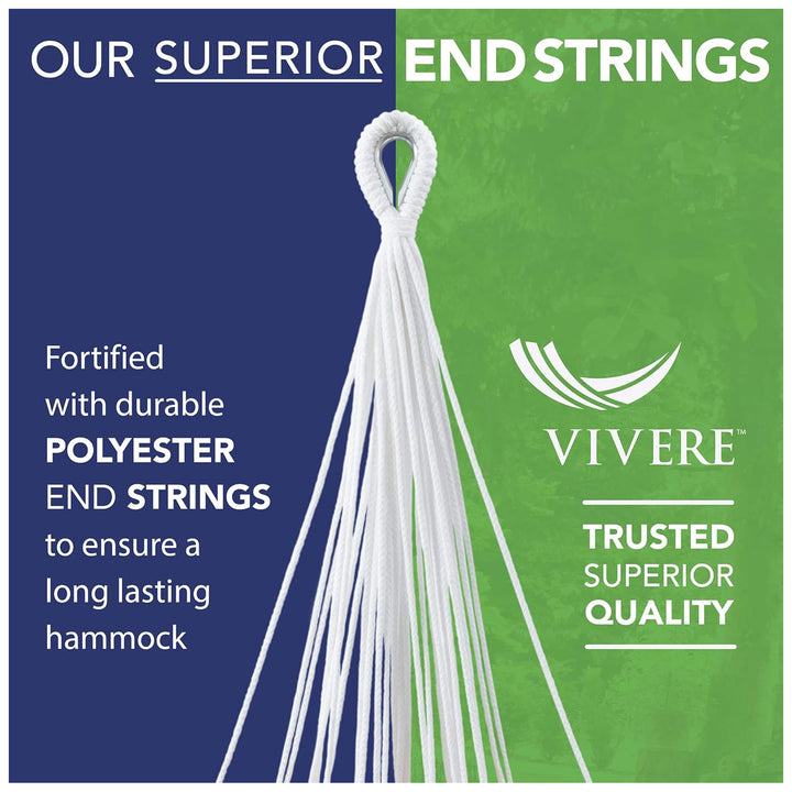 Vivere Brazilian Style Double Cotton Hammock, Outdoor Hanging Daybed,Blue Lagoon
