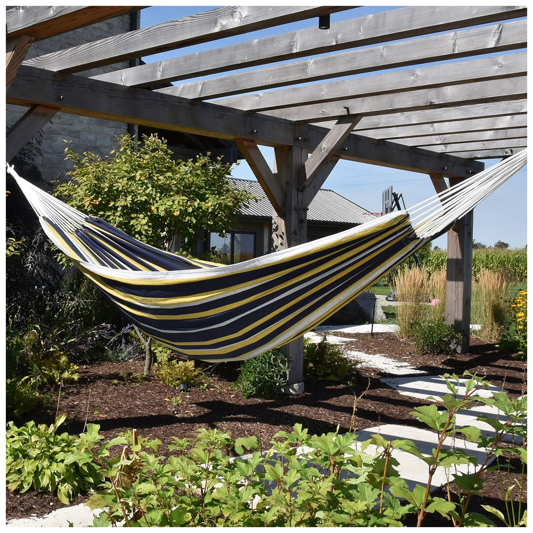 Vivere Brazilian Style Double Cotton Hammock, Outdoor Hanging Daybed, Serenity - VMInnovations