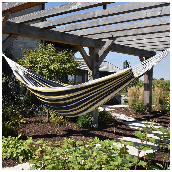 Vivere Brazilian Style Double Cotton Hammock, Outdoor Hanging Daybed, Serenity - VMInnovations