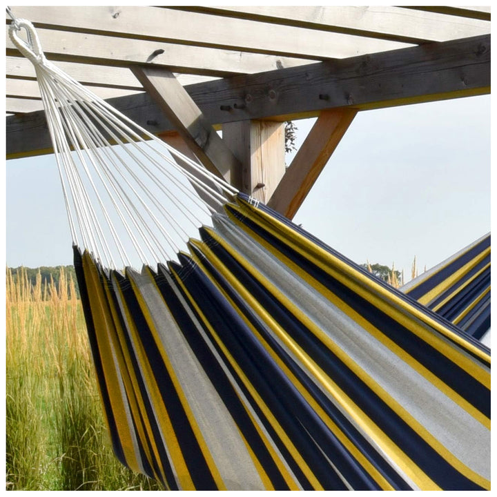 Vivere Brazilian Style Double Cotton Hammock, Outdoor Hanging Daybed, Serenity - VMInnovations