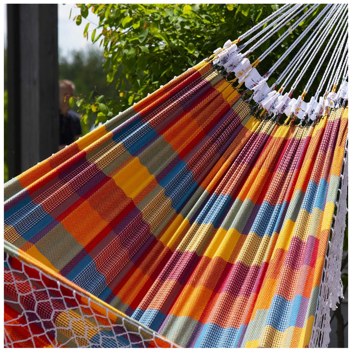 Vivere Authentic Brazilian Cotton Hammock, Outdoor Hanging Daybed, Carnival