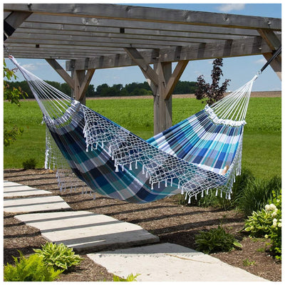 Vivere Authentic Brazilian Cotton Hammock Hanging Daybed, Marina (Open Box)